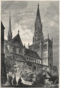 Veduta esterna della Cattedrale di Notre Dame a Costanza, Germania. Incisione in "L