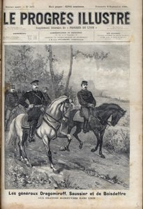 Relazioni Franco-Russe - Generale francese Saussier e Generale russo Dragomirov Mikhail Ivanovich Dragomirov (Michael Ivanovich Dragomiroff) (1830-1905) e Raoul Francois Charles Le Mouton de Boisdeffre durante le manovre dell