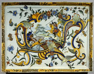 Piatto in maiolica raffigurante una scena di caccia al cinghiale da Unknown artist