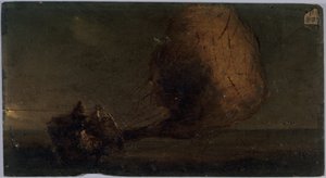 Aerostato in caduta, 1860 circa (olio su tavola)