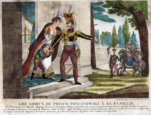 Addio del Principe Joseph (Jozef) Antoni Poniatowski (1763-1813) alla sua famiglia, incisione dell