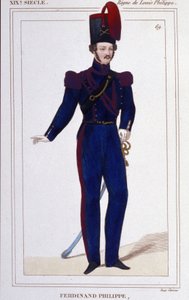 Ferdinando Filippo Luigi, Duca di Chartres, poi Duca di Orléans (1810-1842). Principe francese, figlio del re Luigi Filippo I di Francia. Incisione del 1850 da Unknown artist