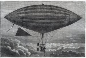 Primo aerostato elettrico a elica, sperimentato da Albert (1839-1906) e Gaston Tissandier (1843-1899) scienziato francese, editore della rivista "La Nature" il lunedì 8 ottobre da Unknown artist