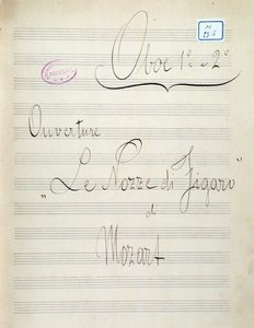 Prima pagina dello spartito per oboe de Le nozze di Figaro, opera di Mozart (XIX secolo)