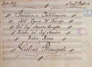 Prima pagina della partitura per violino, Il furioso all