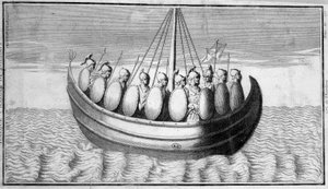 Flotta di soldati romani - incisione da Unknown artist