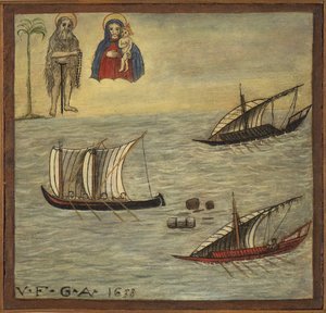 Ex voto marinaio, offerta popolare come pegno di devozione e gratitudine del marinaio sopravvissuto ai pericoli del mare proveniente dalla Chiesa del Carmine, Torre del Greco, vicino a Napoli 1638 Italia da Unknown artist