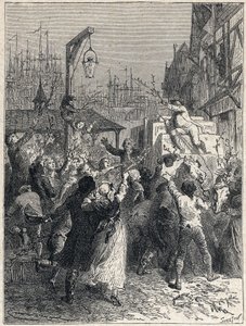 Rivoluzione francese: trionfo di Honoré Gabriel Riqueti, Conte di Mirabeau (1749-1791) entrato nella città di Marsiglia nel 1789. Incisione del 1889. Collezione privata