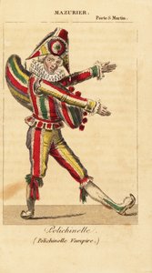 Danzatore comico e mimo francese Charles-Francois Mazurier come Polichinello in Polichinelle Vampire di Theodore de Banville al Theatre de la Porte Saint-Martin da Unknown artist