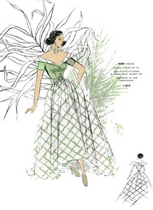 Moda francese, disegno di abiti da ballo per la fine degli anni Quaranta. da Unknown artist