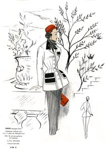 Moda francese, design di abiti in lana. da Unknown artist