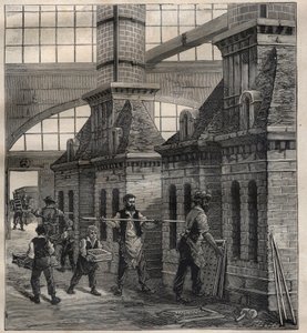 Industrie francesi: la fabbricazione di bottoni di porcellana - Incisione in "La Science francaise" da Unknown artist