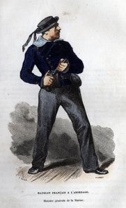 Marinaio francese pronto per la collisione. In "Histoire générale de la marine" di Van Tenac da Unknown artist