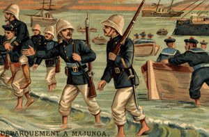 Truppe francesi sbarcate a Majunga in Madagascar nel 1895 da Unknown artist