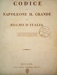 Frontespizio del Codice di Napoleone. 1806
