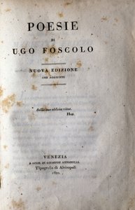 Frontespizio di "Poesia" del poeta e drammaturgo italiano Ugo Foscolo (1778-1827) 1822