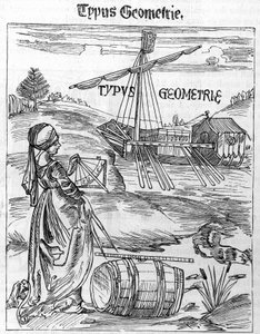 Frontespizio di geometria in "Margarita Philosophica" di Gregor Reisch (1467-1525) da Unknown artist