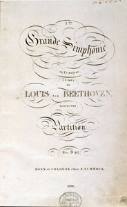 Frontespizio della prima edizione tedesca della partitura della Sinfonia n. 1 in Do maggiore di Ludwig van Beethoven da Unknown artist