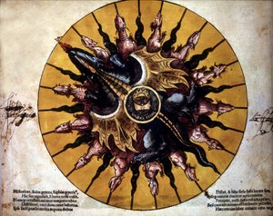 Frontespizio che rappresenta un sole - in 