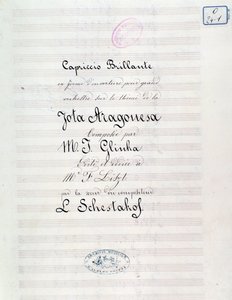 Frontespizio di Capriccio brillante sul tema di Jota Aragonese (ouverture spagnola n.1) di Mikhail Glinka