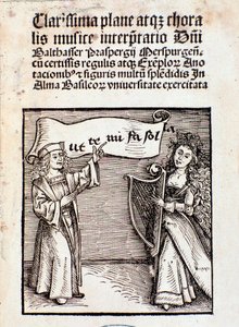 Frontespizio di Clarissima plane atque choralis musice interpretati di Prasperg