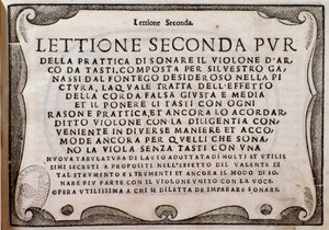 Frontespizio di Lettione Seconda di Silvestro Ganassi dal Fontego da Unknown artist