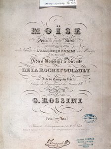 Frontespizio della partitura musicale di Mosè in Egitto di Gioacchino Rossini da Unknown artist