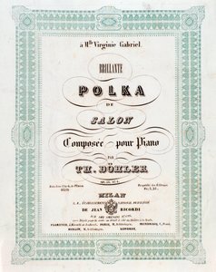 Frontespizio della partitura musicale di Polka de salon di Theodor von Dohler da Unknown artist