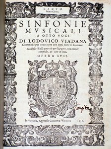 Frontespizio della partitura musicale di Sinfonie musicali di Ludovico Viadana