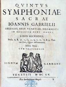 Frontespizio del secondo libro di Sacrae symphoniae di Giovanni Gabrieli da Unknown artist