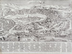 Veduta generale della città di Vienna con dettaglio dei principali edifici e monumenti. Austria Incisione del 1800 Collezione privata
