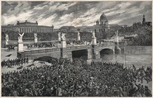 Lavoratori tedeschi, in rivolta a Berlino, vengono sgomberati dalla polizia per permettere il passaggio del Kaiser Guglielmo da Unknown artist