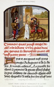 Girart si congeda dal cavaliere e dalla dama - facsimile di illuminazione del XV secolo da Unknown artist