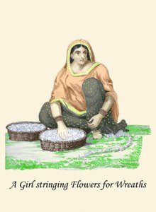 Ragazza che infila fiori per una corona di fiori da Unknown Artist
