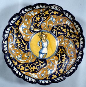 Coppa in maiolica decorata con un angioletto da Unknown artist
