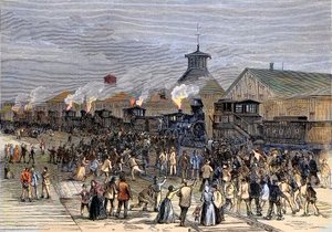 Grande sciopero ferroviario del 1877, Blocco dei motori a Martinsburg, West Virginia da Unknown artist
