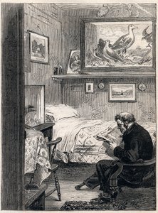 Greenwich Hospital Cabina Reale Charles Ward - Incisione del 1865 di un pensionato navale nei suoi quartieri di riposo (Greenwich Hospital)