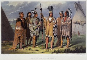 Gruppo di sei capi indiani - in "Wandering of an artist among the indians of north america" di Paul Kane, Longmans & Roberts, Londra da Unknown artist