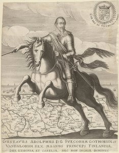 Gustavo II Adolfo davanti a una mappa della Pomerania. 1630 da Unknown