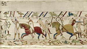 Qui caddero i fratelli di Harold: Gyrth e Leofwine, Arazzo di Bayeux da Unknown artist