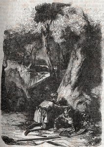 Ermonide rovesciato e salvato da Zerbin - incisione del 1851 da 