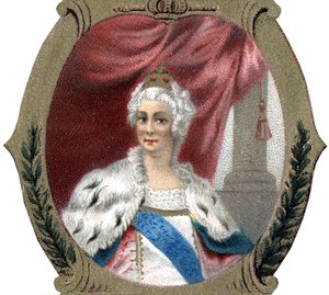 Storia della Russia: Ritratto di Caterina II di Russia (1729-1796). Cromolitografia tarda del XIX secolo da Unknown artist