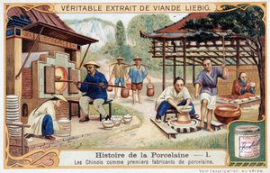 Storia della porcellana: i cinesi come i primi produttori di porcellana - cromolitografia Liebig da Unknown artist