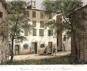 Casa di Napoleone ad Ajaccio - Incisione a colori del 19° secolo da Unknown artist
