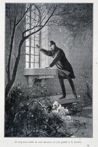 Sono andato ieri sera e ho grattato alla finestra, illustrazione in "Le prime imprese di Sherlock Holmes" di Conan Doyle. Sd. circa 1890 da Unknown artist