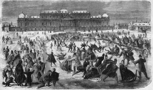 Pattinaggio su ghiaccio in Piazza Belvedere a Vienna nel 1864 da Unknown artist