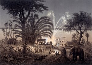 Illuminazione del Fiume durante il Festival di Bassac, Laos Siamese. In "Atlante del Viaggio di Esplorazione in Indocina svolto negli anni 1866-1868" pubblicato sotto la direzione di F. Garnier 1873