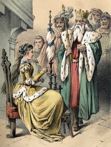Illustrazione dei racconti di Franz Hoffmann "Racconti e favole - Weifshündchen und Breitfüßchen". Cromolitografia del XIX secolo