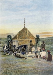 Illustrazione di un campo telegrafico vicino a Uarai in Nuova Caledonia da Unknown artist