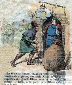 Illustrazione della fine del XIX secolo per la fiaba di Hans Christian Andersen (1805-1875) "Il Grande Claus e il Piccolo Claus". Collezione privata da Unknown artist